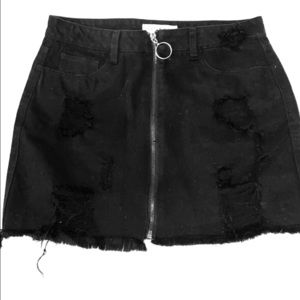 Black zip up mini skirt